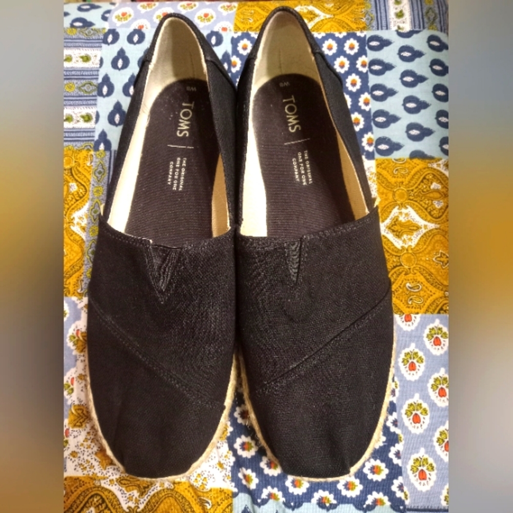 TOMS Espadrilles, Black, Size 8
